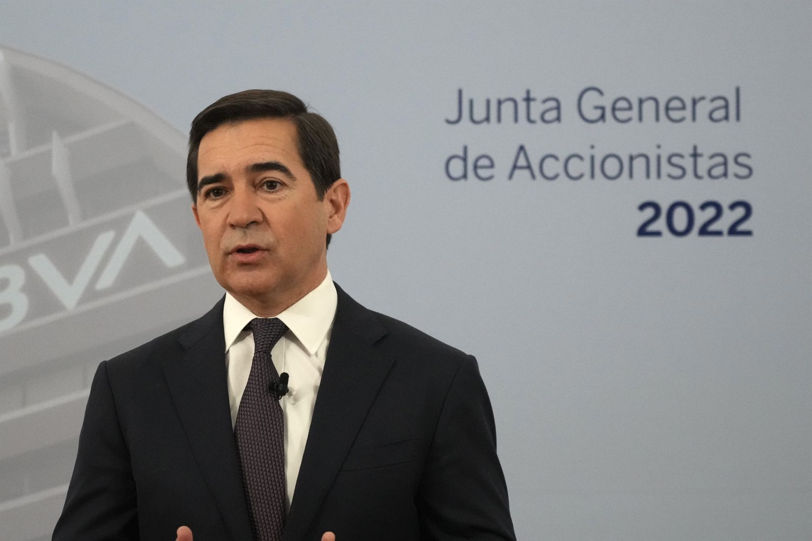 El presidente del BBVA, Carlos Torres Vila, en Bilbao con motivo de la Junta de Accionistas del banco