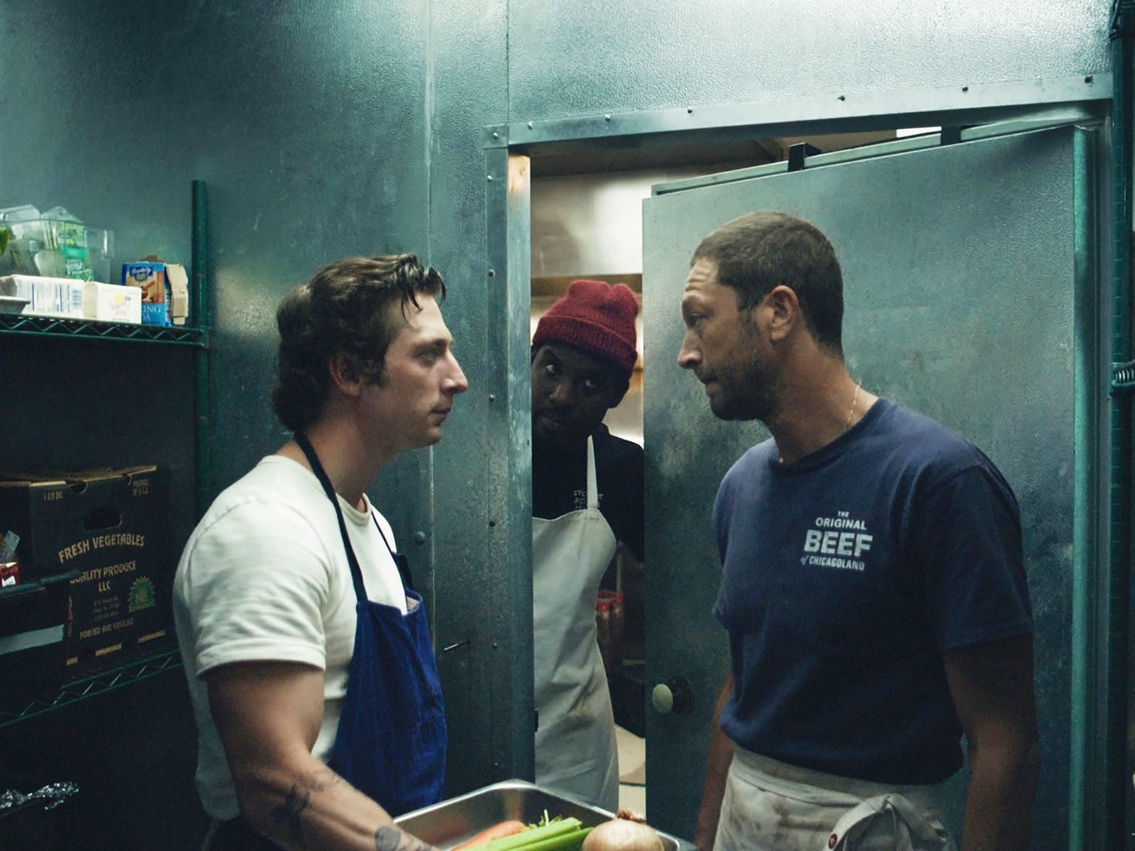 THE BEAR -- Pictured: (l-r) Jeremy Allen White as Carmen 'Carmy' Berzatto, Lionel Boyce as Marcus, Ebon Moss-Bachrach as  Richard 'Richie' Jerimovich. CR: FX (THE BEAR -- Pictured: (l-r) Jeremy Allen White as Carmen 'Carmy' Berzatto, Lionel Boyce as M