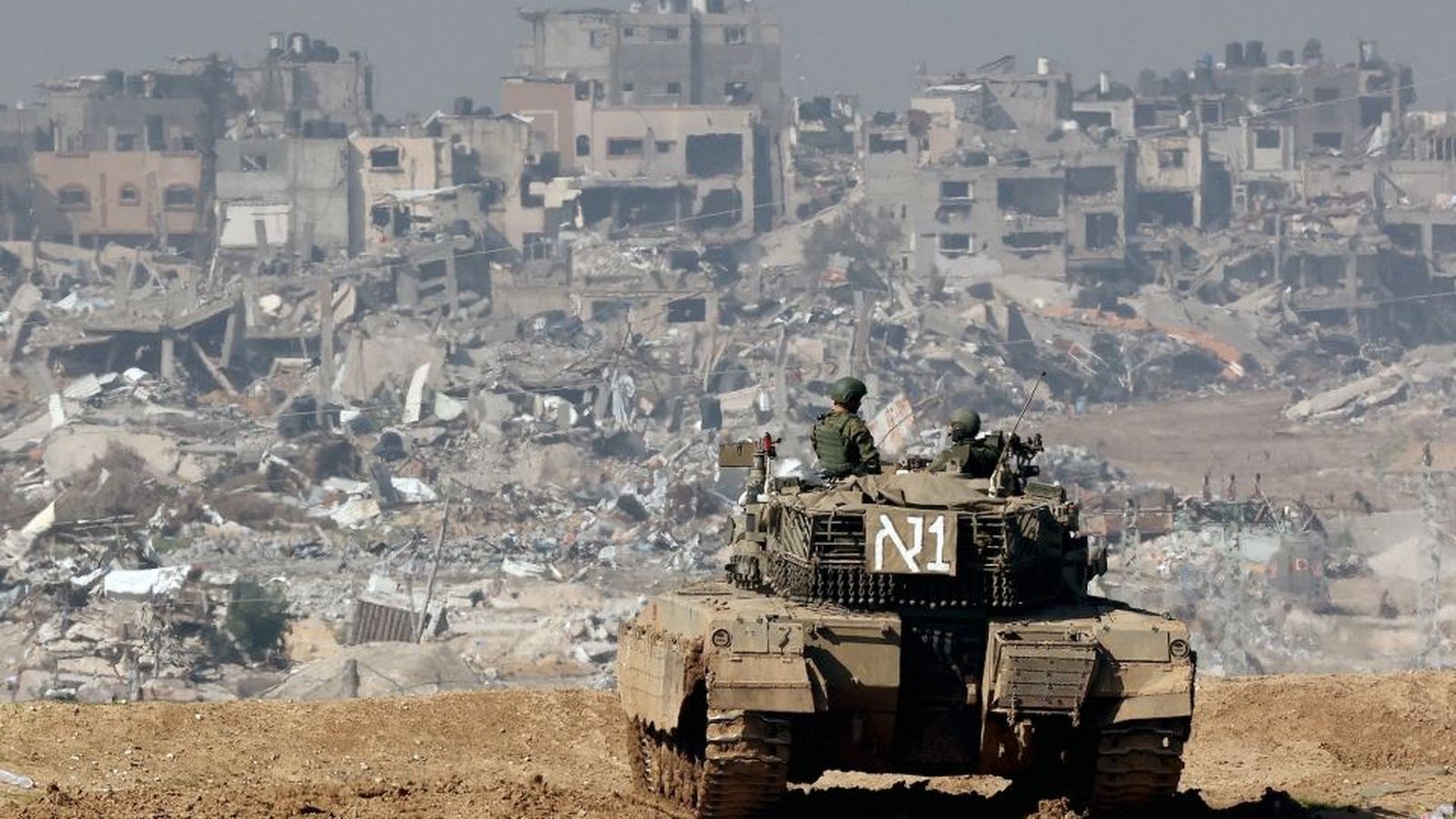 An Israeli tank operates along the border with the Gaza Strip on January 19, 2024.