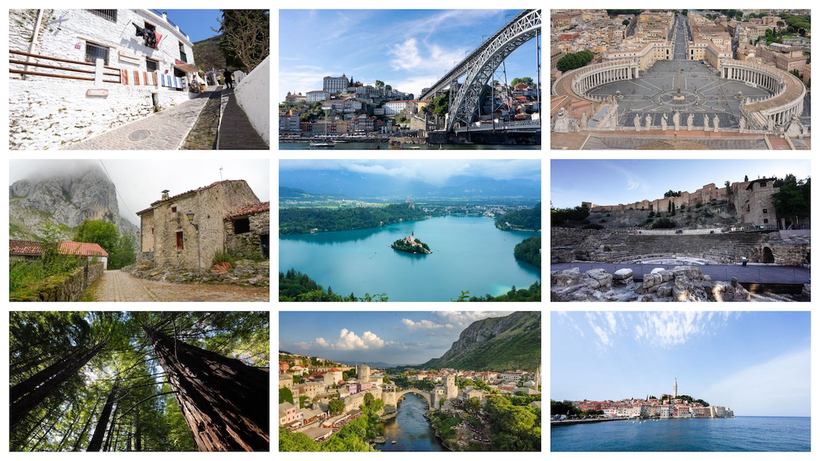 Collage of photos with destinations for 2024